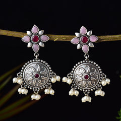 Pearls & Stone Studded Floral Style Dangler Earring - Sarichka Fashion