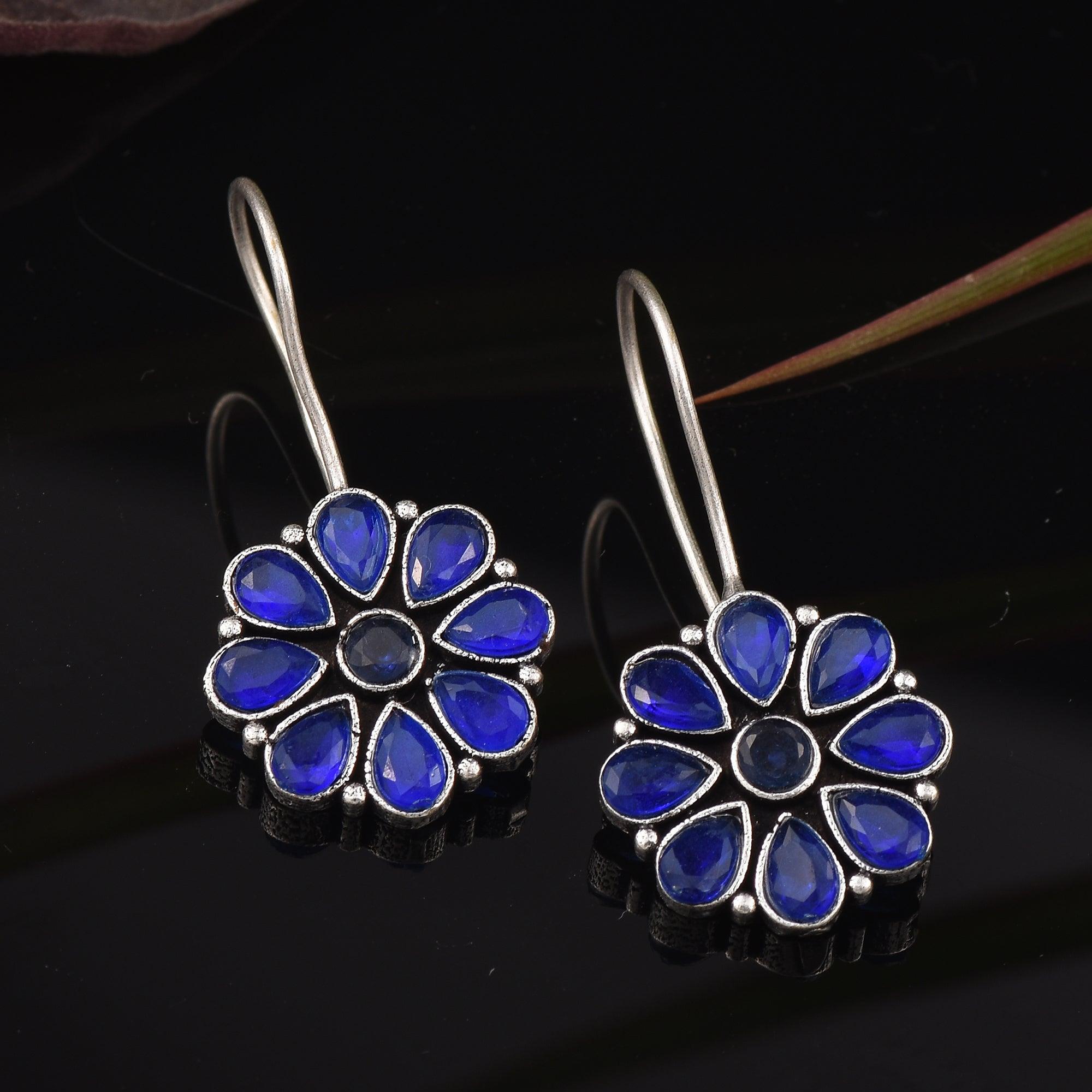 Sarichka Oxidized Silver Plated Daily wear Hook Earrings - Sarichka Fashion