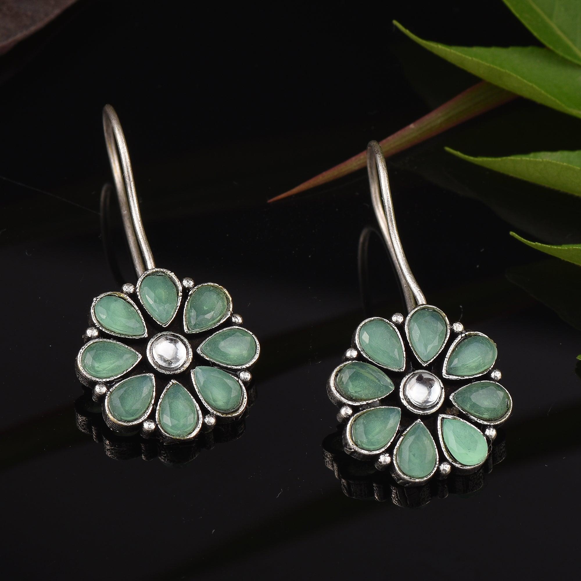 Sarichka Oxidized Silver Plated Daily wear Hook Earrings - Sarichka Fashion