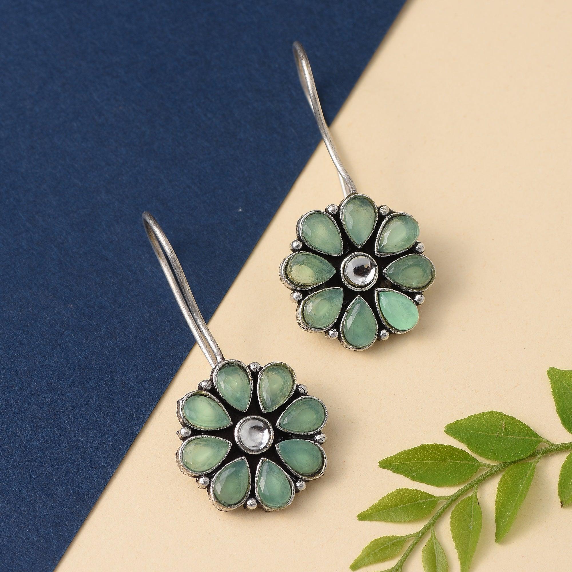 Sarichka Oxidized Silver Plated Daily wear Hook Earrings - Sarichka Fashion