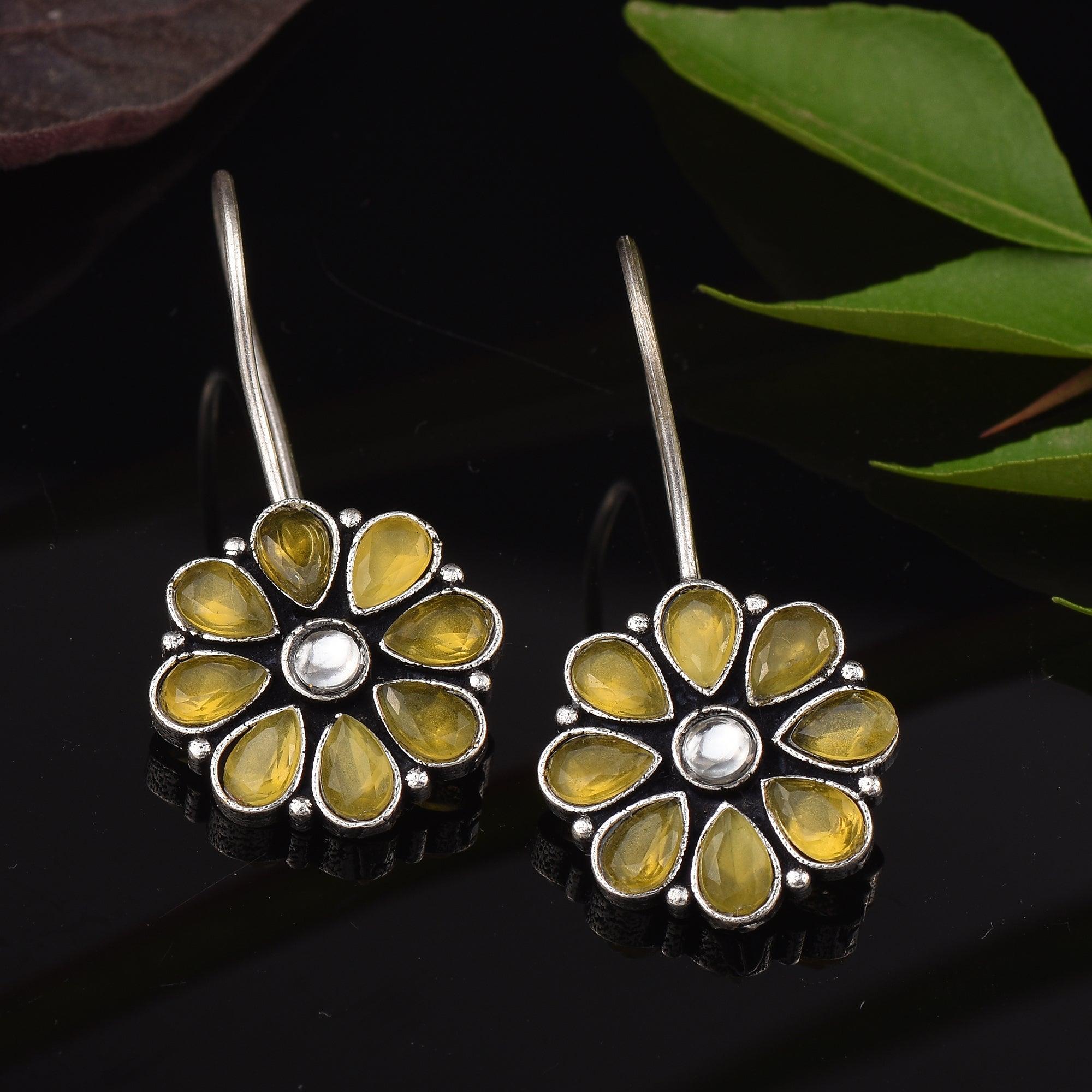 Sarichka Oxidized Silver Plated Daily wear Hook Earrings - Sarichka Fashion