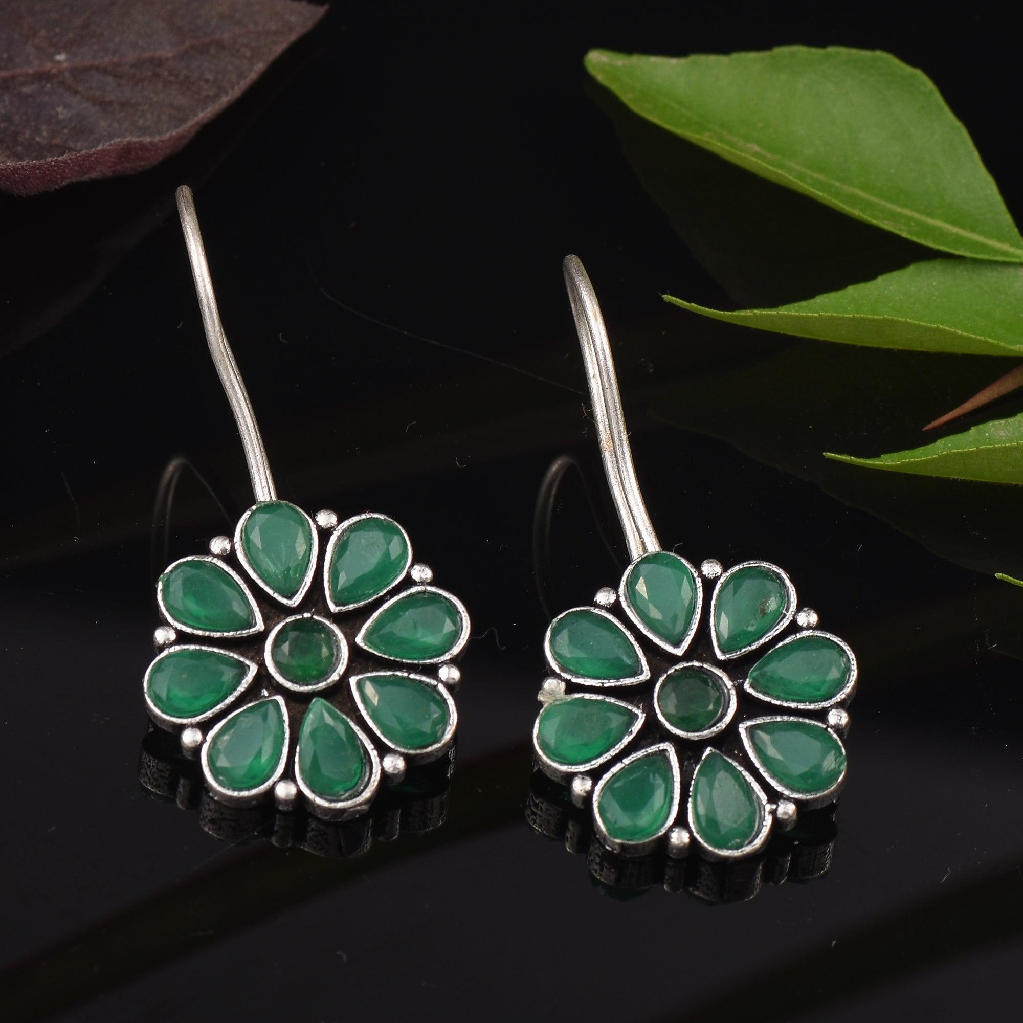 Sarichka Oxidized Silver Plated Daily wear Hook Earrings - Sarichka Fashion