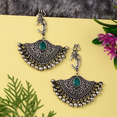 Om Trisula Oxidized Dangler Earrings | Sarichka