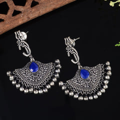 Om Trisula Oxidized Dangler Earrings | Sarichka