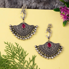 Om Trisula Oxidized Dangler Earrings | Sarichka