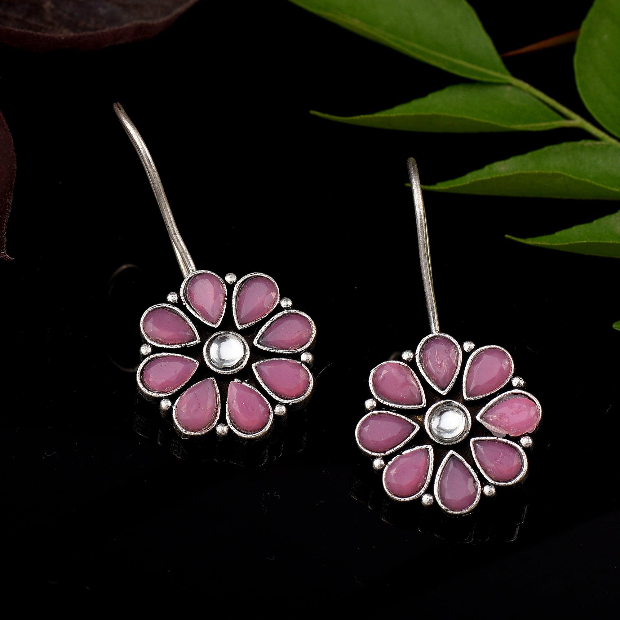 Sarichka Oxidized Silver Plated Daily wear Hook Earrings - Sarichka Fashion