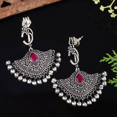 Om Trisula Oxidized Dangler Earrings | Sarichka