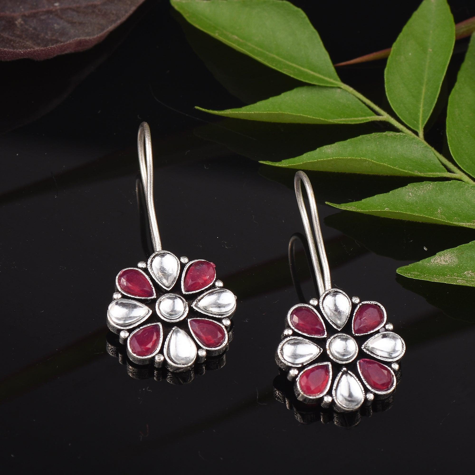 Sarichka Oxidized Silver Plated Daily wear Hook Earrings - Sarichka Fashion