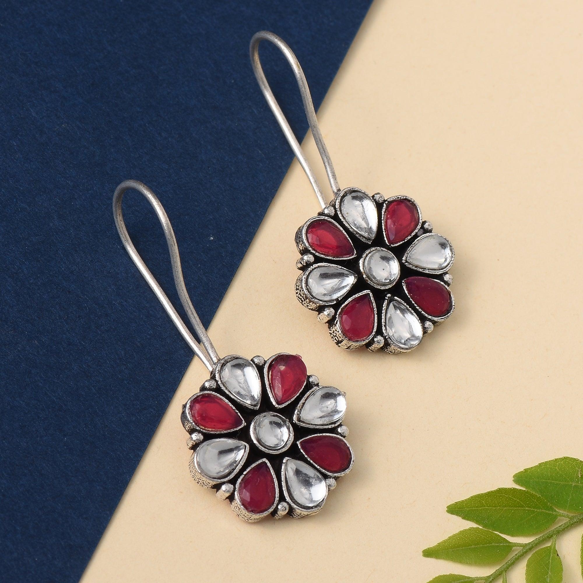 Sarichka Oxidized Silver Plated Daily wear Hook Earrings - Sarichka Fashion