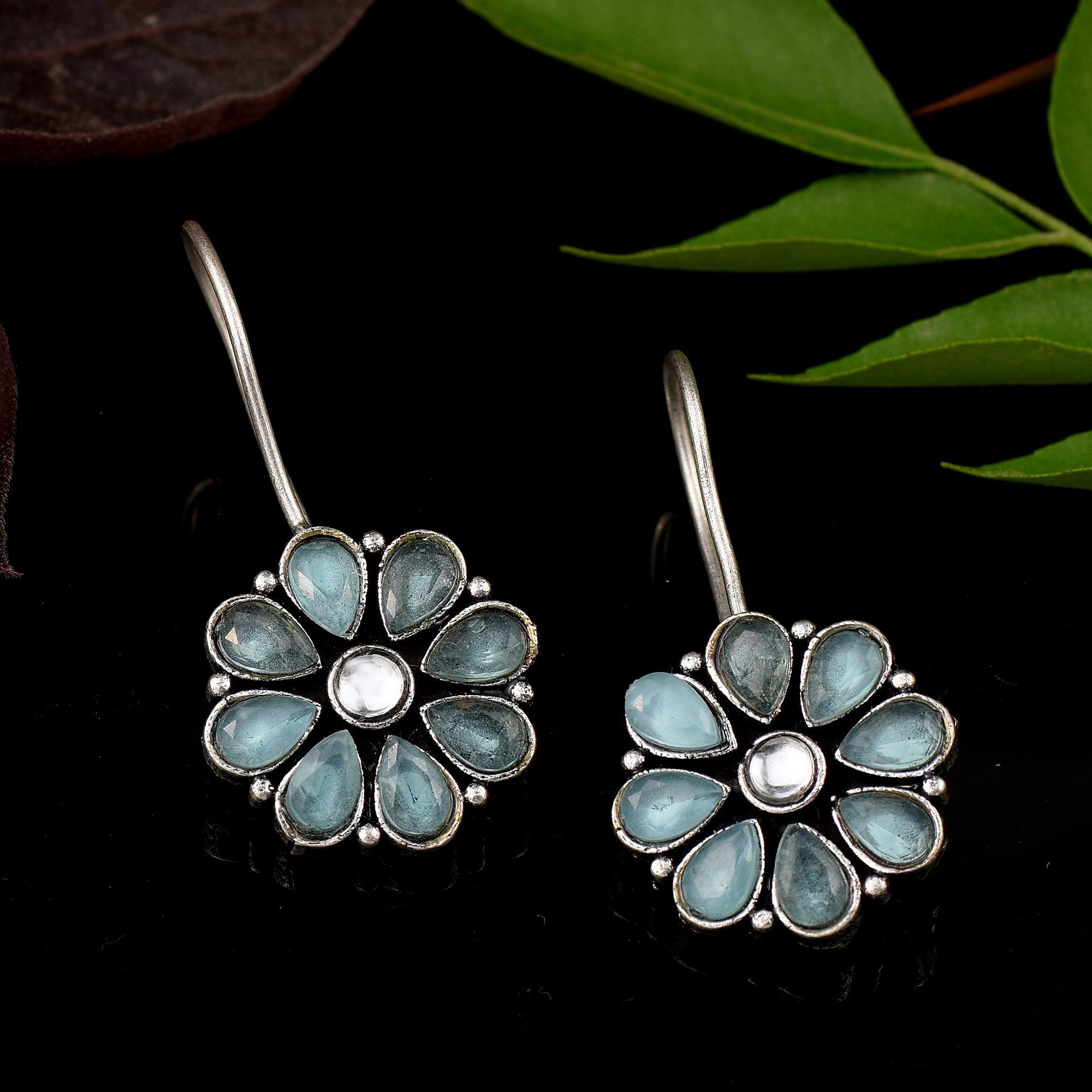 Sarichka Oxidized Silver Plated Daily wear Hook Earrings - Sarichka Fashion