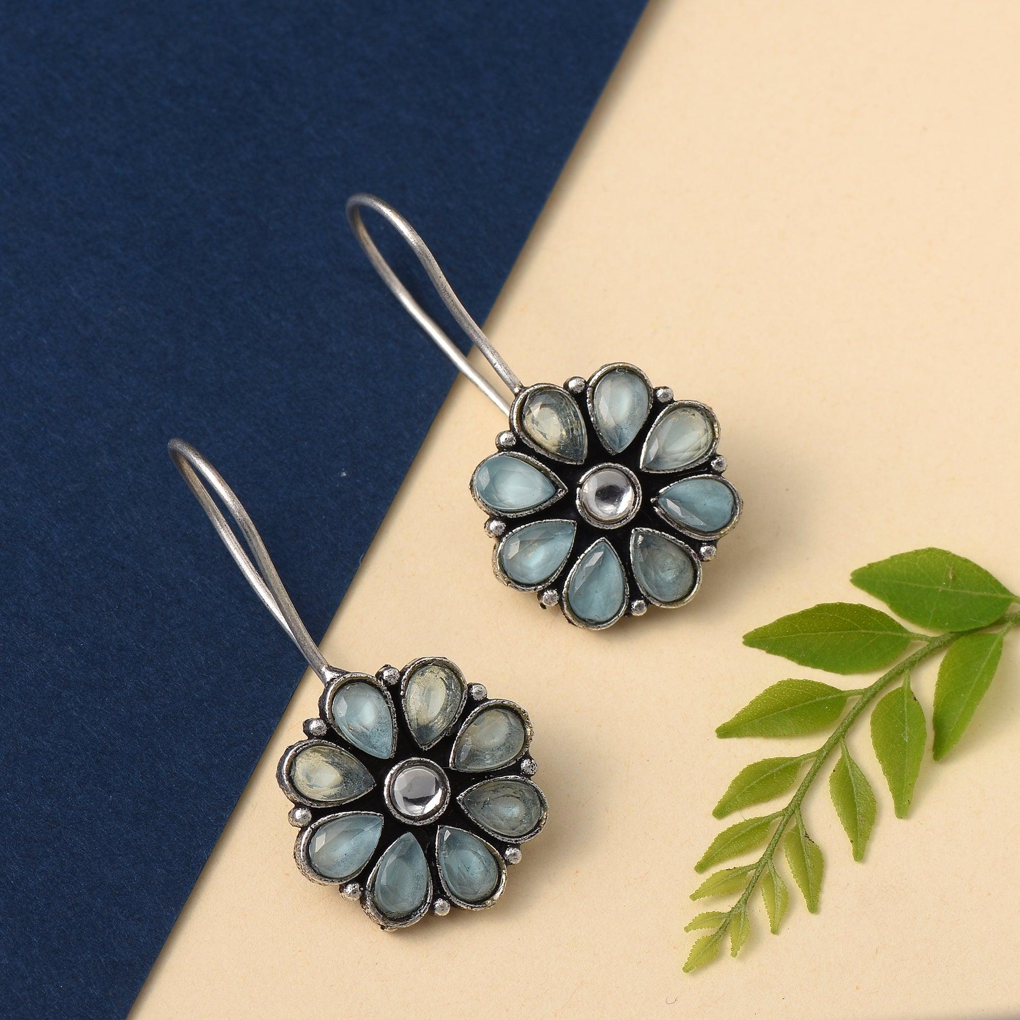 Sarichka Oxidized Silver Plated Daily wear Hook Earrings - Sarichka Fashion