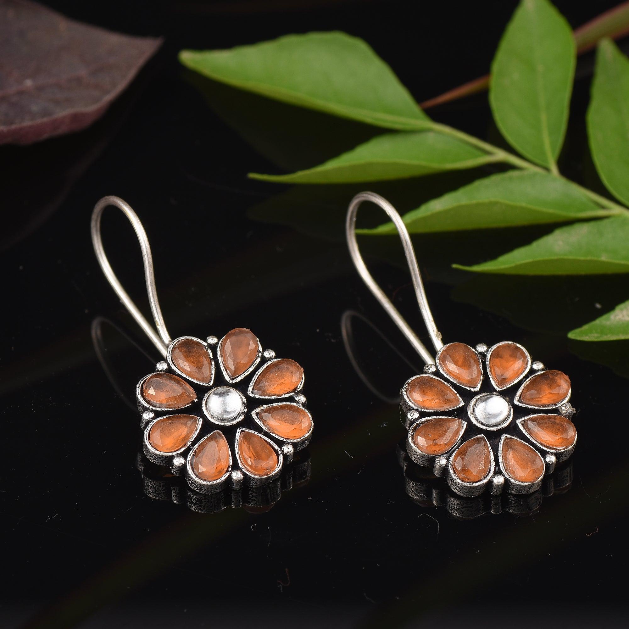 Sarichka Oxidized Silver Plated Daily wear Hook Earrings - Sarichka Fashion