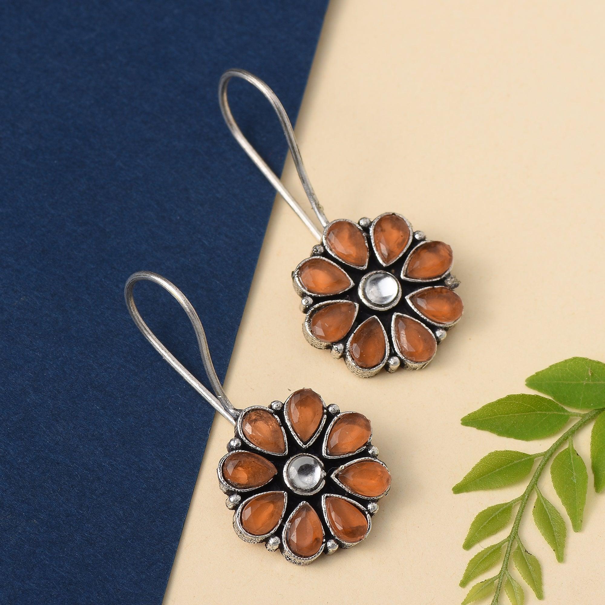 Sarichka Oxidized Silver Plated Daily wear Hook Earrings - Sarichka Fashion
