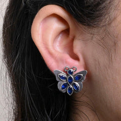 Oxidized Silver Plated Butterfly Stud Earring - Sarichka Fashion