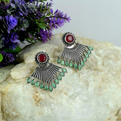 Oxidized Silver Plated Stud Earring - Sarichka Fashion