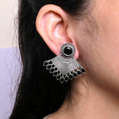 Oxidized Silver Plated Stud Earring - Sarichka Fashion