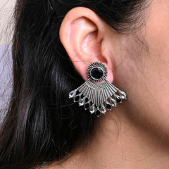 Oxidized Silver Plated Stud Earring - Sarichka Fashion