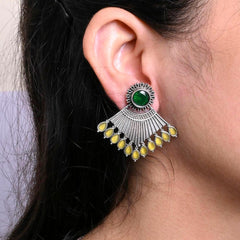 Oxidized Silver Plated Stud Earring - Sarichka Fashion