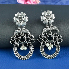 Stone & Pearls Oxidized Silver Plated Dangler Earring Partywear - Sarichka Fashion