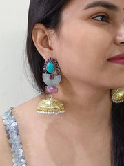 Stone Oxidized long Jhumka | Sarichka