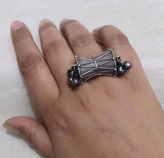 🔱 Oxidised Damroo Divine Adjustable Ring | Sarichka Fashion