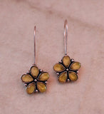 Oxidized Silver floral hook earrings with Stone