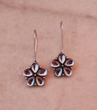 Oxidized Silver floral hook earrings with Stone