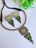 925 Silver Plated Hasli Necklace with Danglers | Sarichka Fashion
