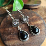 Silver Plated Monalisa Gemstone Hook Earrings