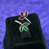 Bold Oxidised Floral Statement Adjustable Finger Ring | Sarichka Fashion