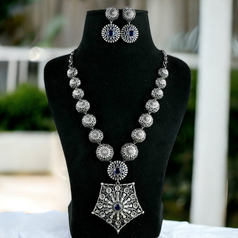 Elegant Silver Look Festive Long Necklace | Sarichka Fashion