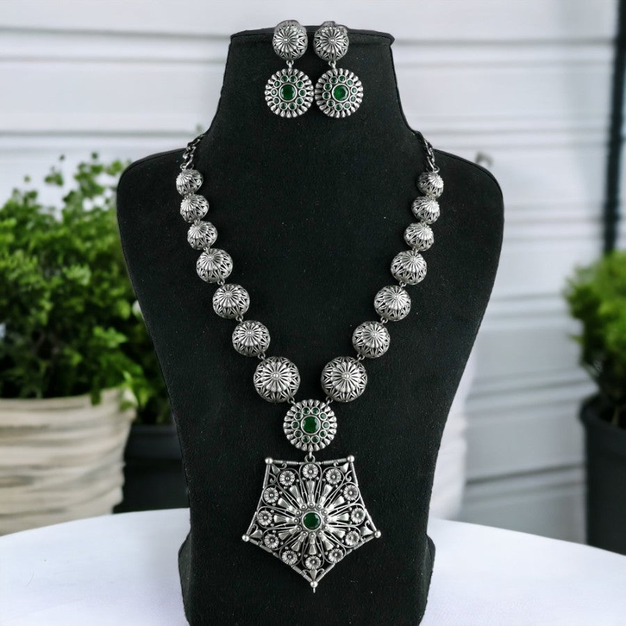 Elegant Silver Look Festive Long Necklace | Sarichka Fashion