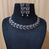 Silver Look Leaf Necklace with Dangler Earrings | Sarichka Fashion