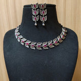 Silver Look Leaf Necklace with Dangler Earrings | Sarichka Fashion
