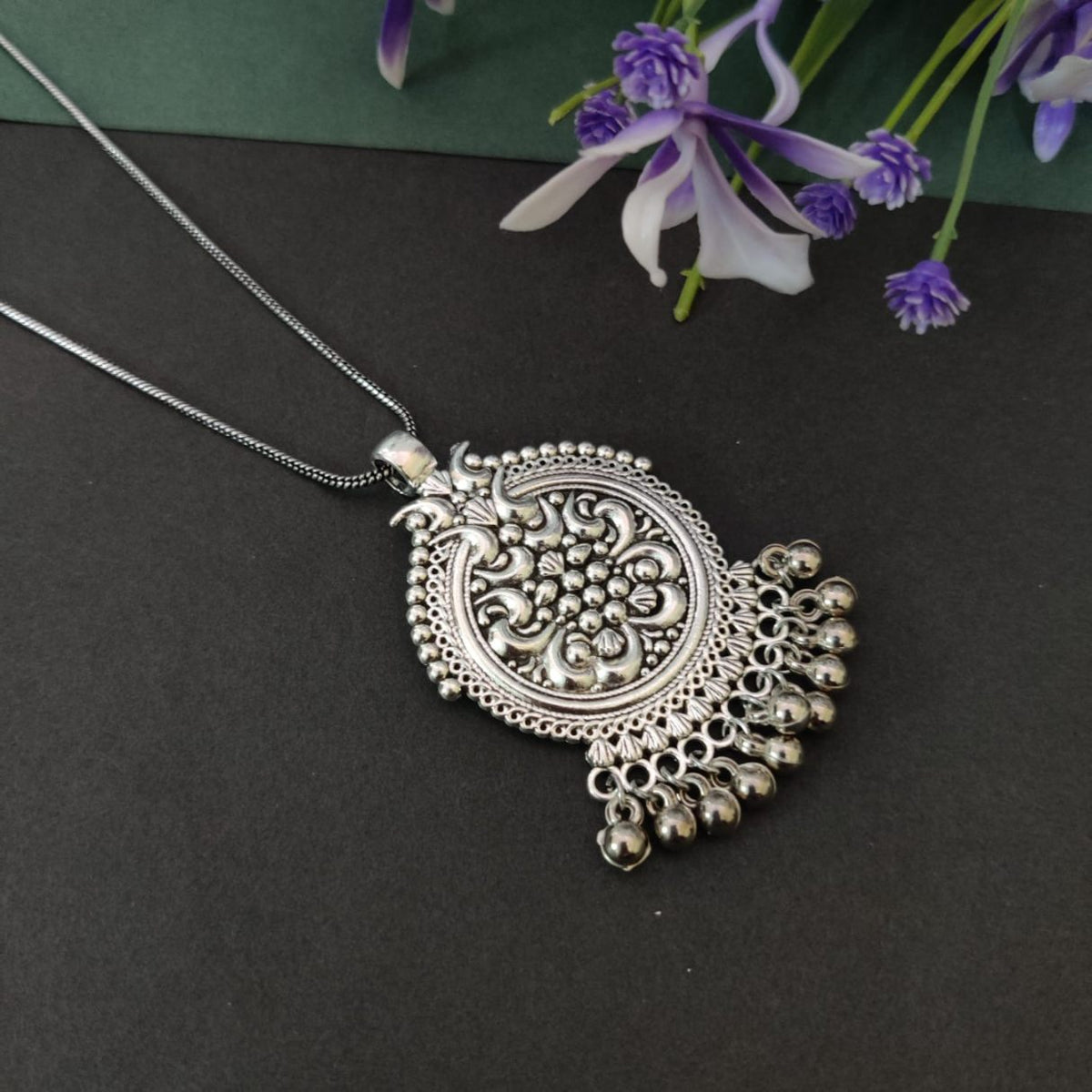 German Silver Daily Wear Chain Pendant Set  | Sarichka