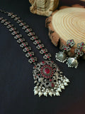 Traditional Silver Replica Pearl Drop Necklace Set | Sarichka Fashion