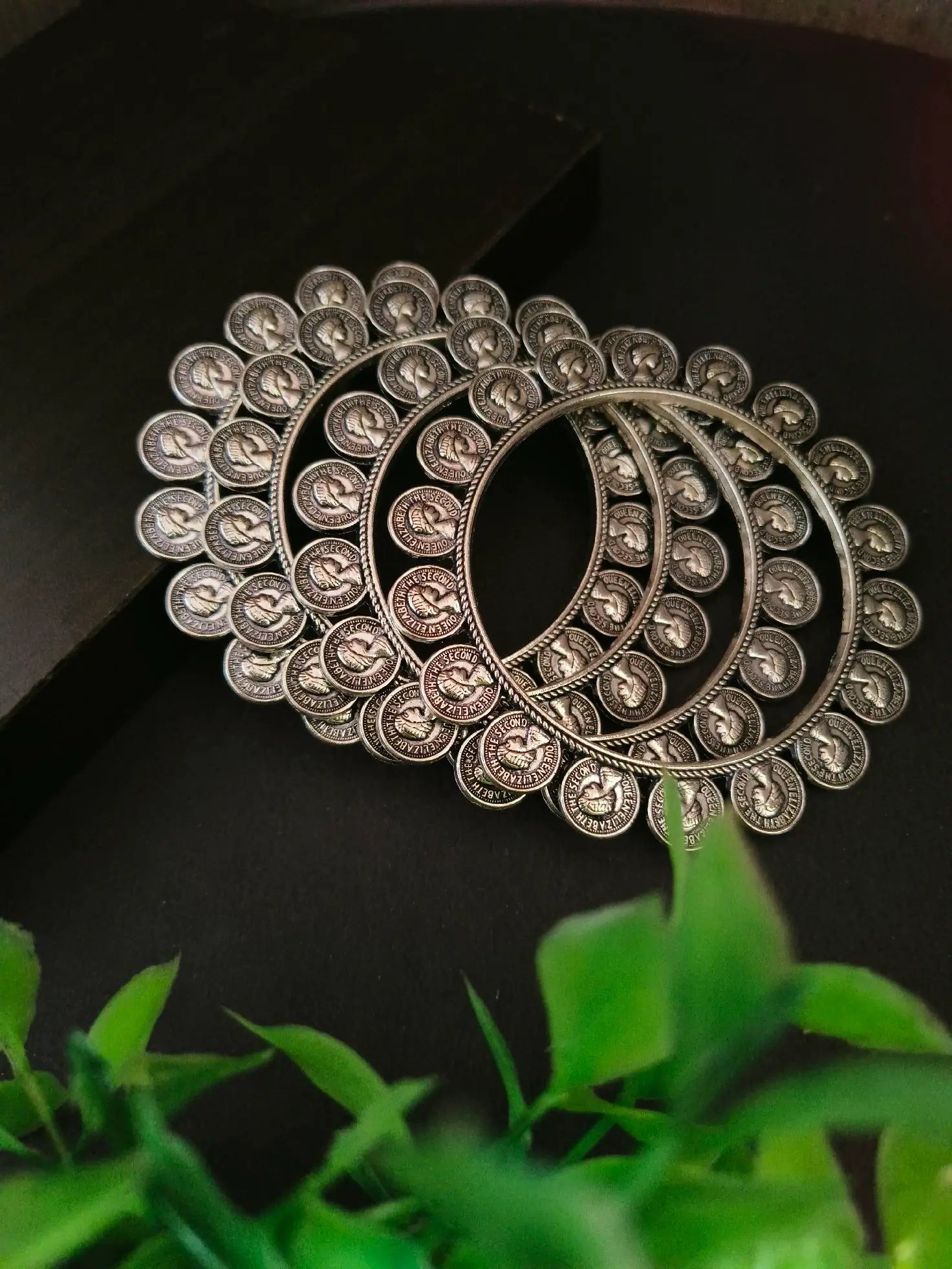 Antique Coin-Style German Silver Bangles | Sarichka Fashion