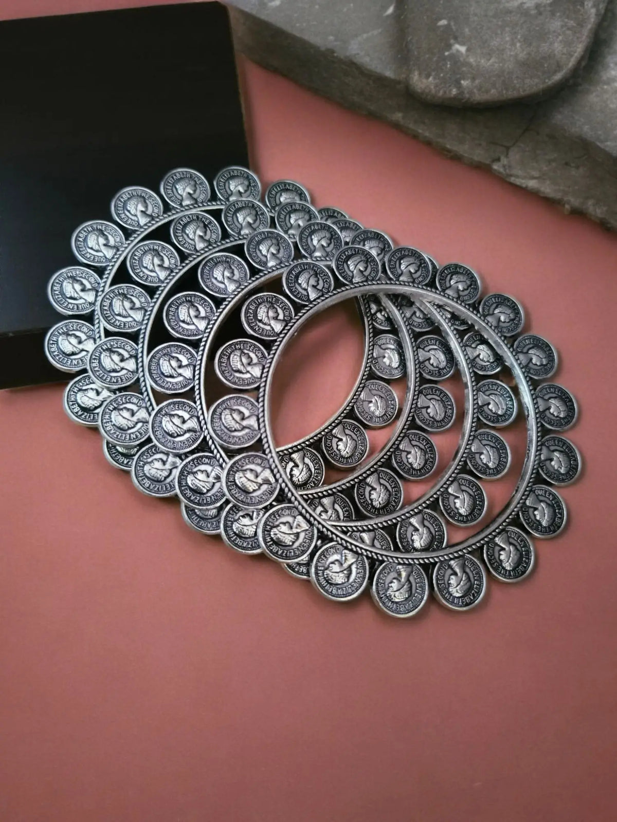 Antique Coin-Style German Silver Bangles | Sarichka Fashion