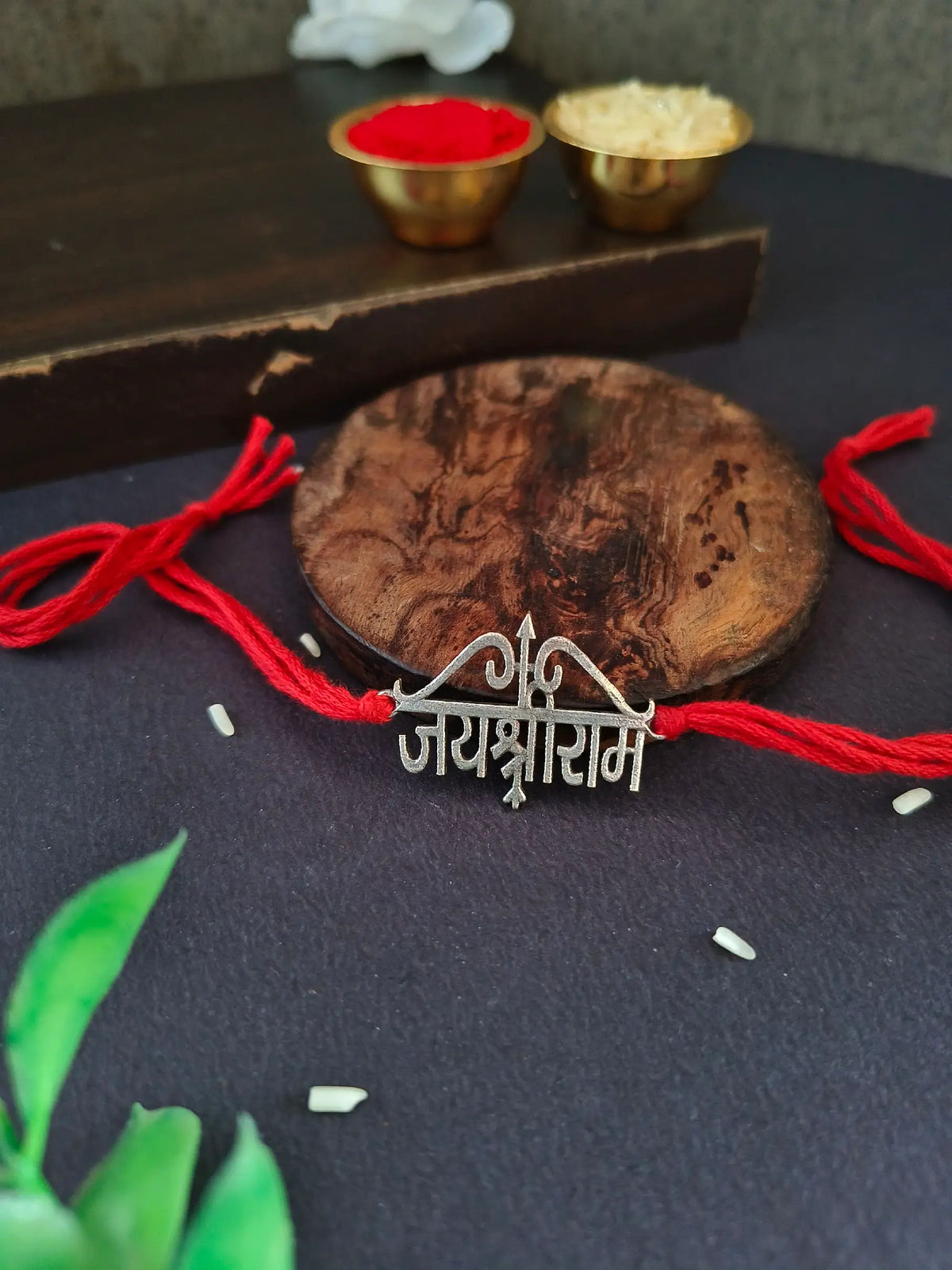 Silver Look Jai Shree Ram Bow Rakhi | AMOLA