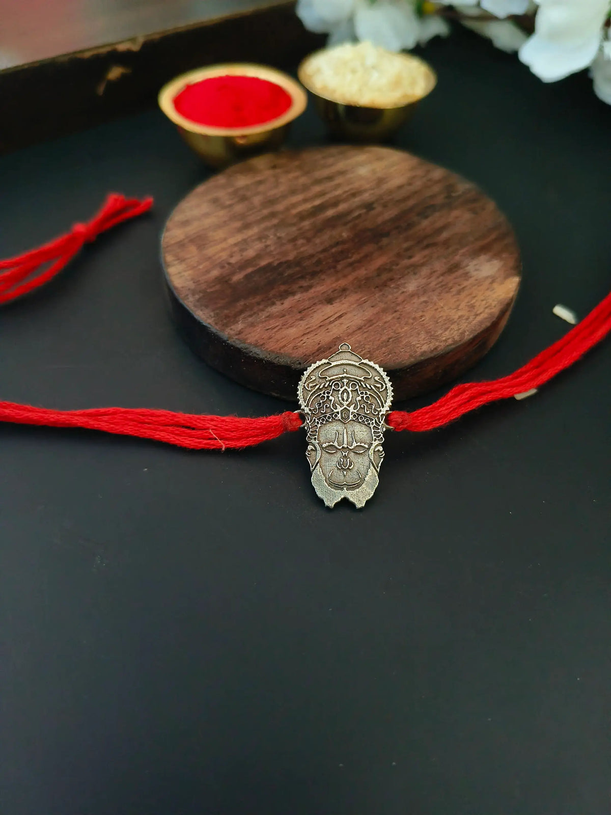 Divine Hanuman Rakhi in Oxidised Silver | AMOLA