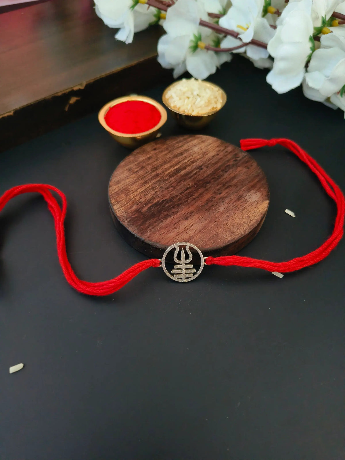 Three-Line Trishul Oxidised Rakhi Design | AMOLA