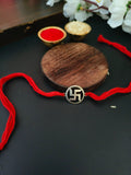 Divine Oxidised Antique Silver Swastik Rakhi | AMOLA