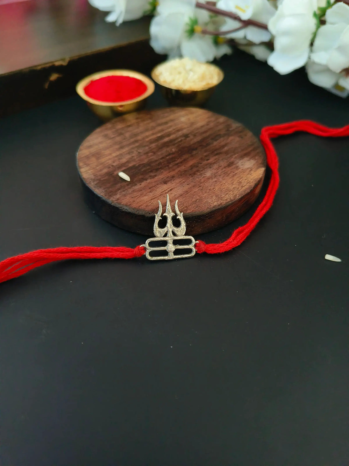 Oxidised Shiv Trishul Rakhi with Divine Blessings | AMOLA