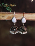 Shiny Hook Earrings Oxidized Silver Plated