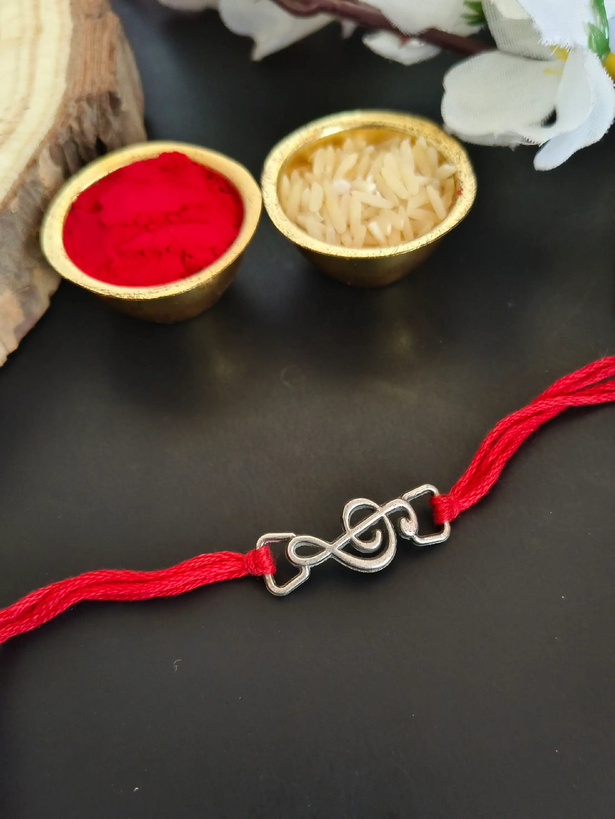 Silver-Toned Infinity Heart Rakhi Thread | AMOLA