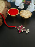 Pearl Drop Red Stone Lumba Rakhi Design | AMOLA