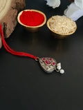 Oxidised Red Pan Leaf Lumba Rakhi | AMOLA
