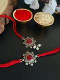Oxidised Bhaiya Bhabhi Stone Rakhi Duo | AMOLA