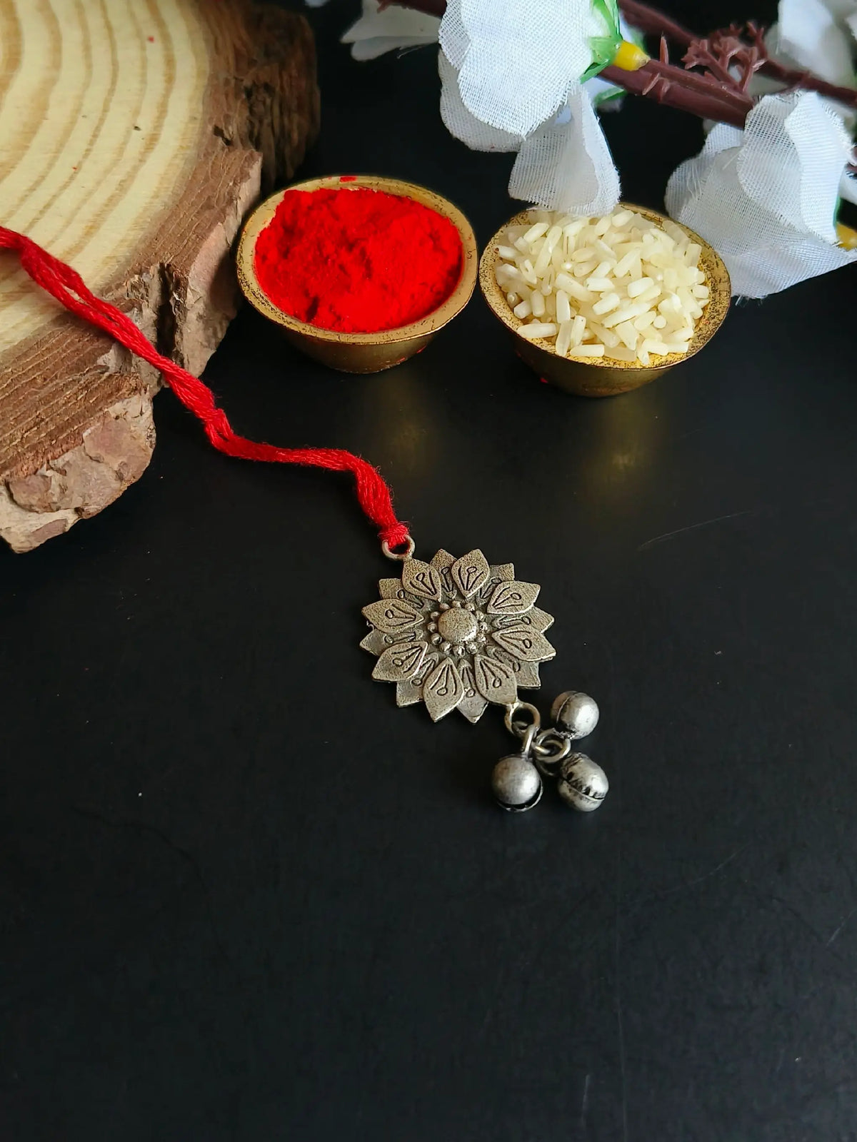 Floral Ghungroo Oxidised Rakhi Design | AMOLA