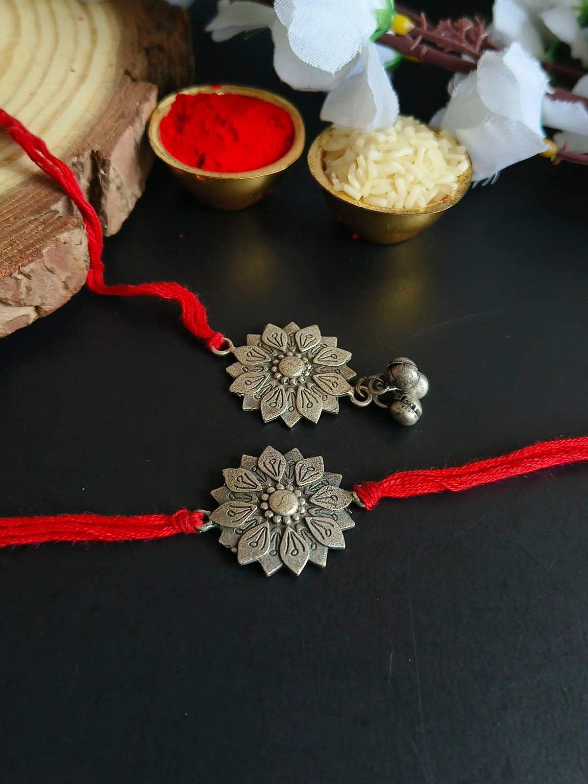 Rustic Floral Oxidised Rakhi Combo Set | AMOLA